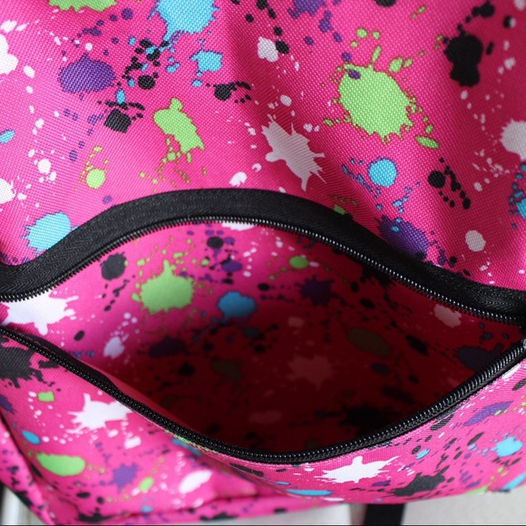 pink paint splattered backpack - Picture 3 of 4